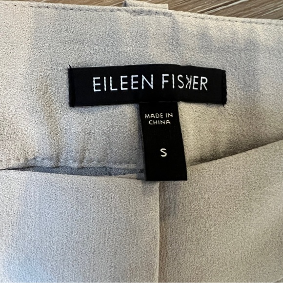 Eileen Fisher Silk Crepe Pleated High Rise Button Ankle Pants Gray S - Picture 3 of 9